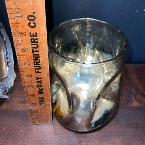 Large Silver Mercury Glass Reflective Mirrored Art Piece Centerpiece Vase Potter - Picture 5 of 7